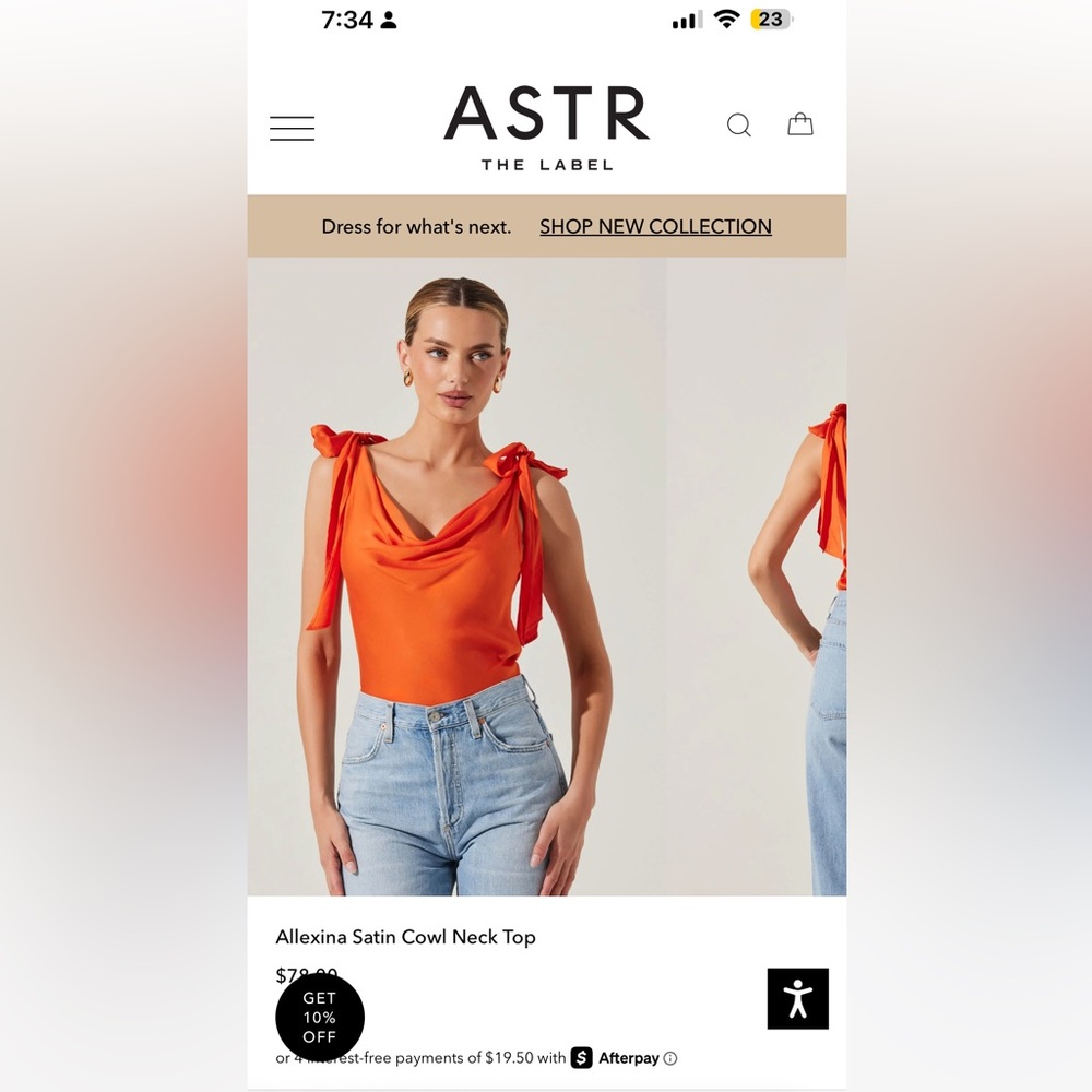 ASTR Vibrant Orange Cowl Neck Blouse